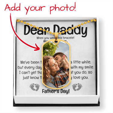 Dear Daddy 1st Father's Day Photo Dog Tag Necklace - Love You This Much